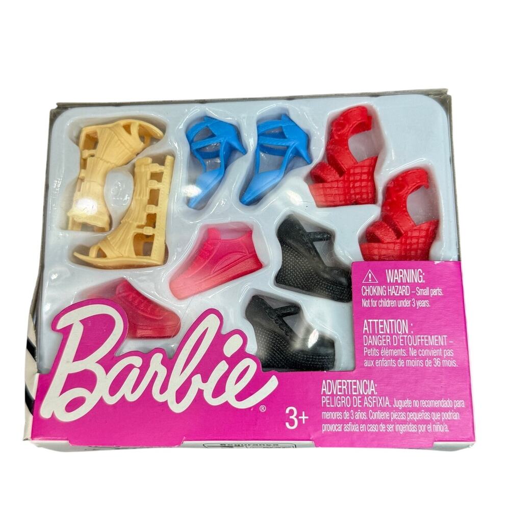 NIB 2019 Mattel Barbie Fashionista Shoe Pack #5 Pairs Boots Heals Walking Shoes